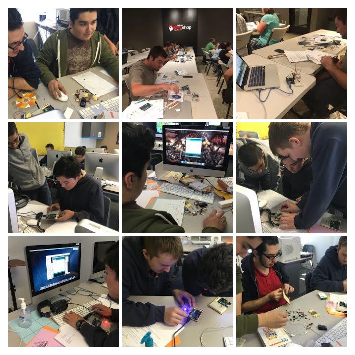 collage of photos showing students working on a project