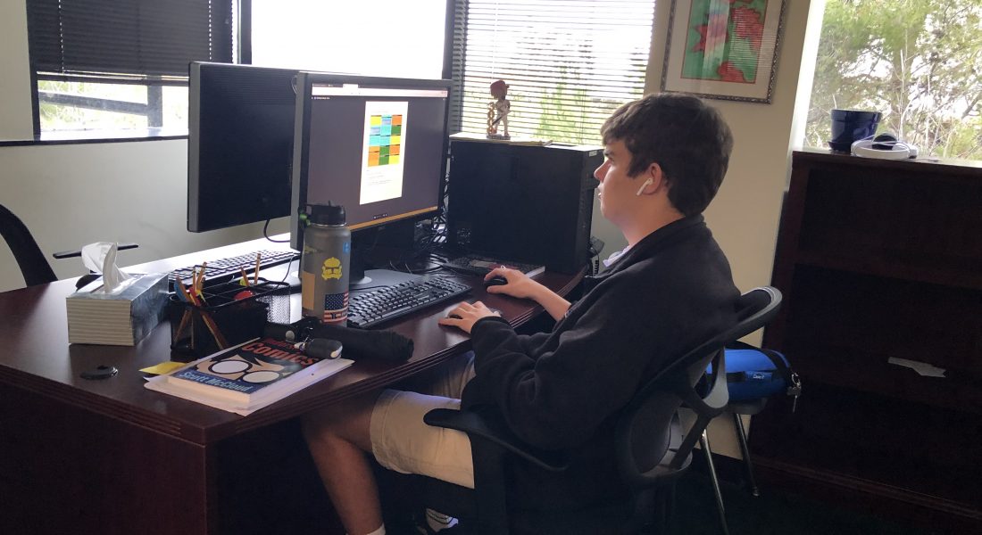 photo of student using computer
